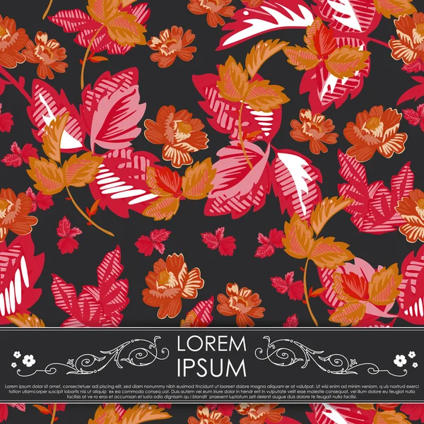 Colorful flowers and leafs - seamless pattern — Stock Vector