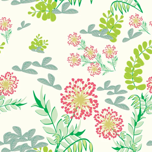 Fleurs et feuilles colorées - motif sans couture — Image vectorielle