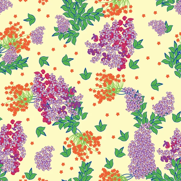 Fleurs et feuilles colorées - motif sans couture — Image vectorielle