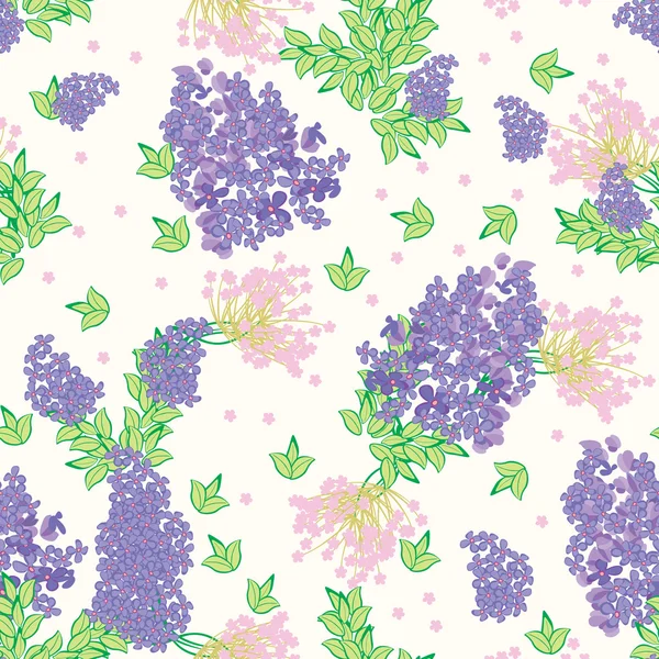 다채로운 꽃과 잎-완벽 한 패턴 — 스톡 벡터