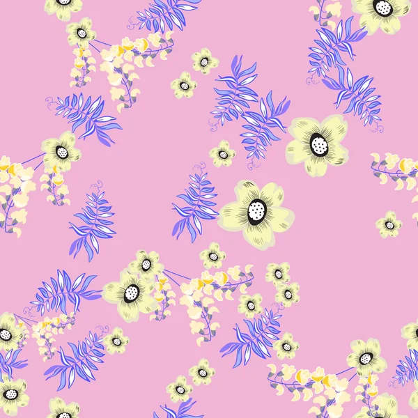 鲜花和枫叶-无缝模式 — 图库矢量图片