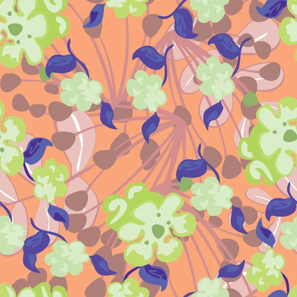 Flowers and leafs - seamless pattern — Stock Vector