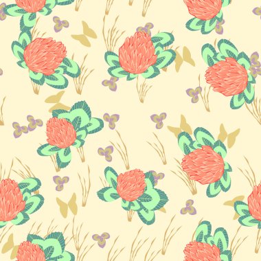 yapraklar ve çiçekler - Dikişsiz desen