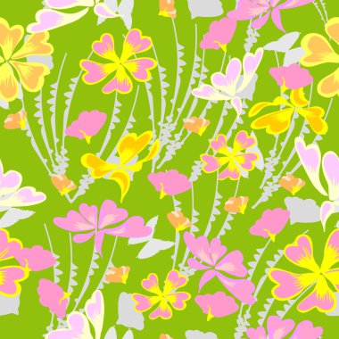 yapraklar ve çiçekler - Dikişsiz desen