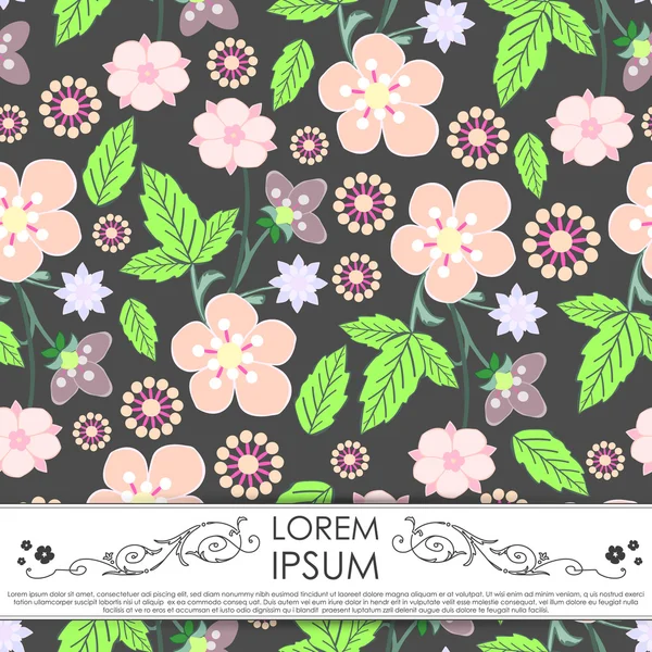 Leafs and flowers - seamless pattern — Stock Vector