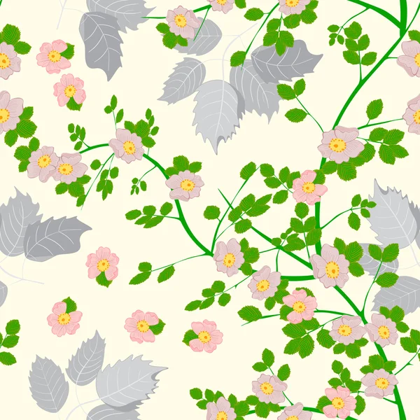 Bladeren en bloemen - naadloze patroon — Stockvector