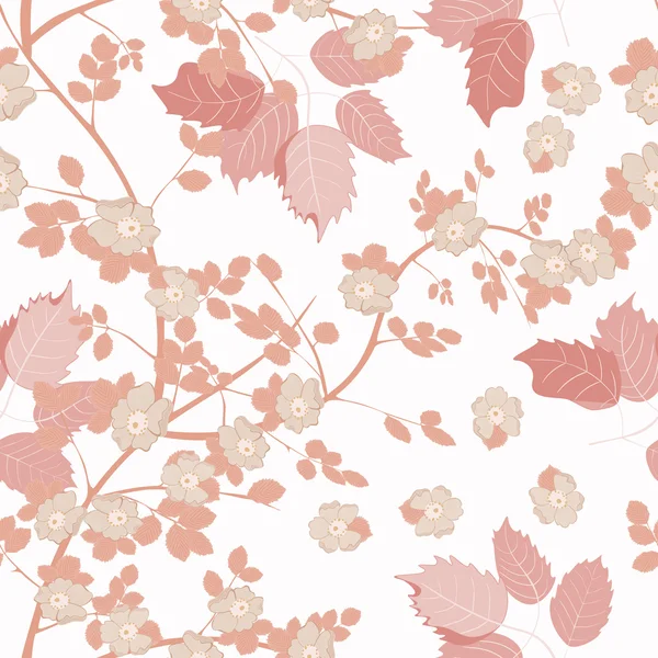 Feuilles et fleurs - motif sans couture — Image vectorielle