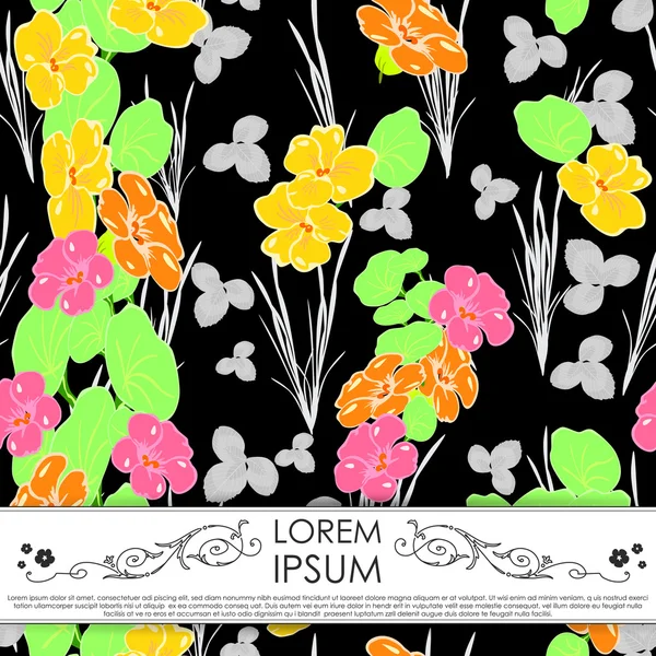 Leafs and flowers - seamless pattern — Stock Vector