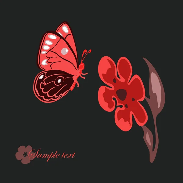 Flower and butterfly — Stock Vector