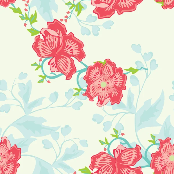 Feuilles et fleurs colorées - motif sans couture — Image vectorielle
