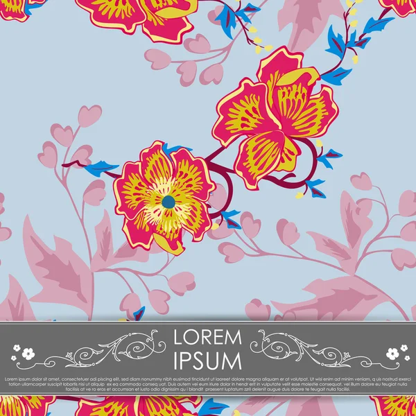 Feuilles et fleurs colorées - motif sans couture — Image vectorielle