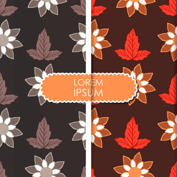 Bunte Blätter und Blumen - nahtloses Muster — Stockvektor