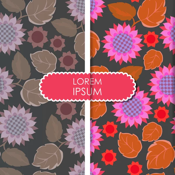 Colorful leafs and flowers - seamless pattern — Stock Vector