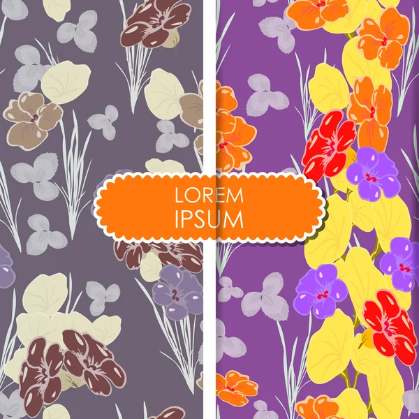 Colorful leafs and flowers - seamless pattern — Stock Vector