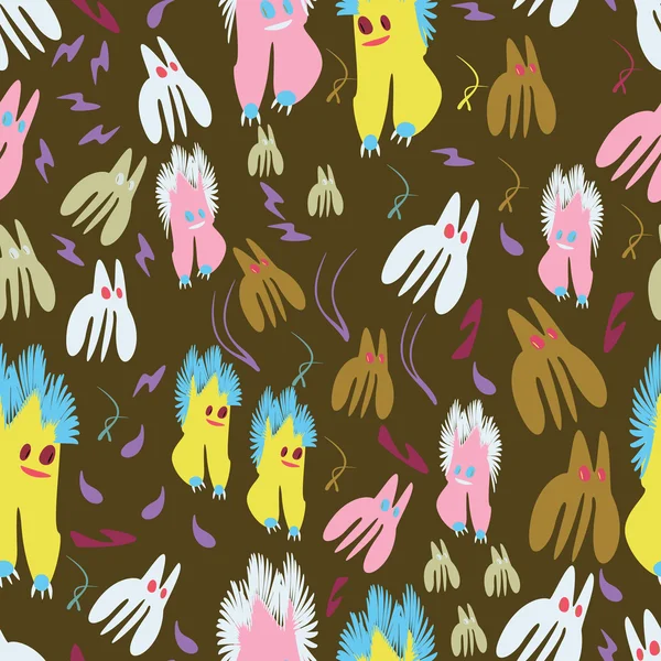 Seamless pattern of funny monsters — Stock Vector