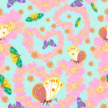 Kelebek ve çiçek kartı