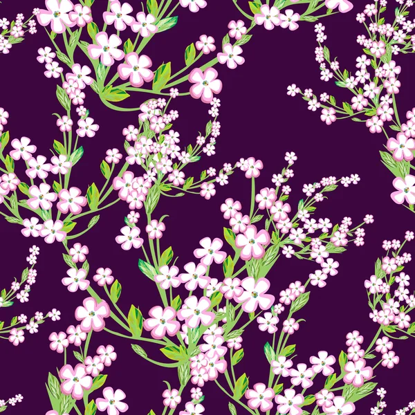꽃과 잎-완벽 한 패턴 — 스톡 벡터