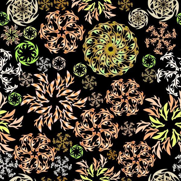 Fleurs et feuilles colorées - motif sans couture — Image vectorielle