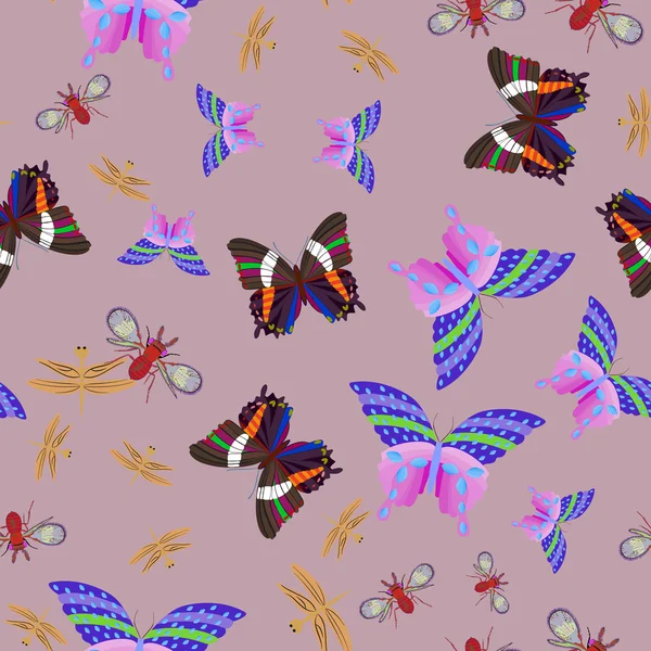 Motýl - bezešvé pattern — Stockový vektor