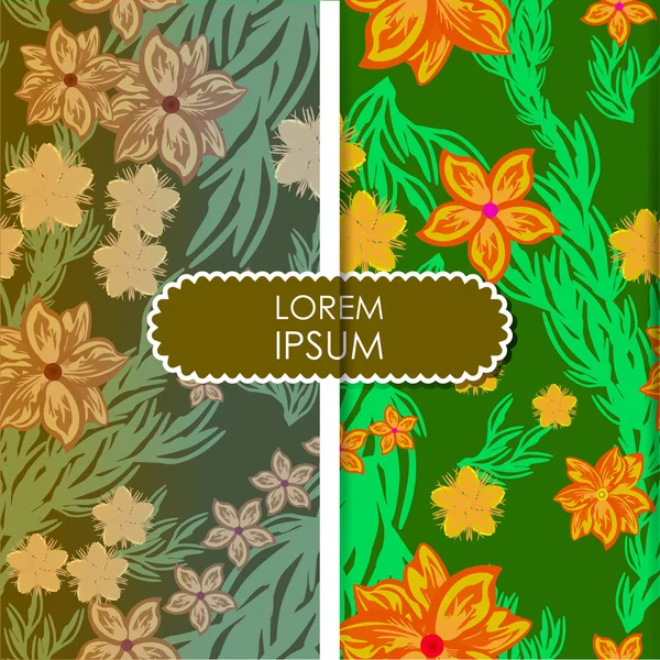 カラフルな葉と花 - シームレスなパターン — ストックベクタ