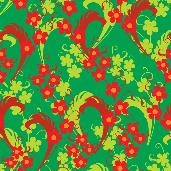 Färgglada löv och blommor - sömlösa mönster — Stock vektor