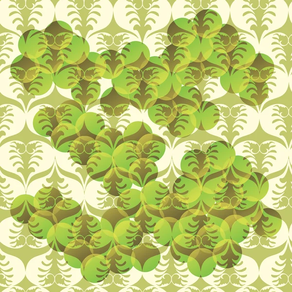 花の緑の背景 - シームレスなパターン — ストックベクタ