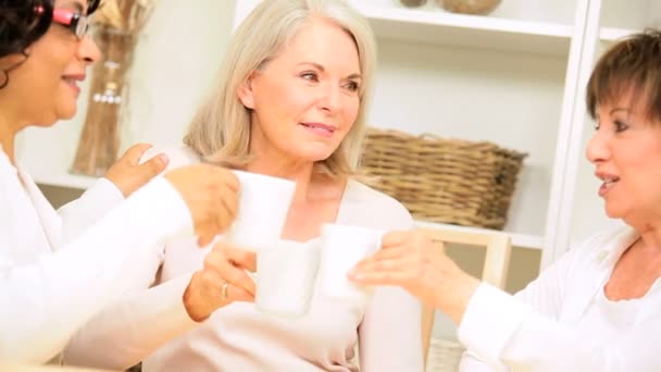 Volwassen dames koffie 's morgens — Stockvideo