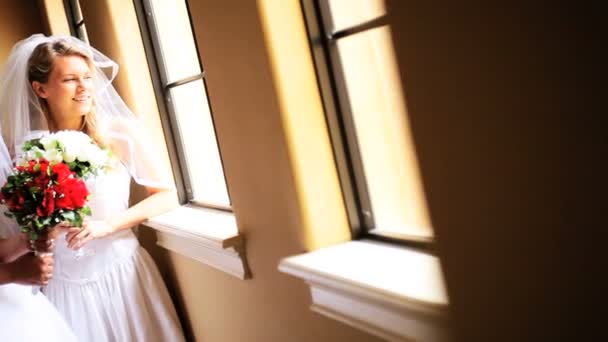 Young Traditional Caucasian African American Brides Stock Video