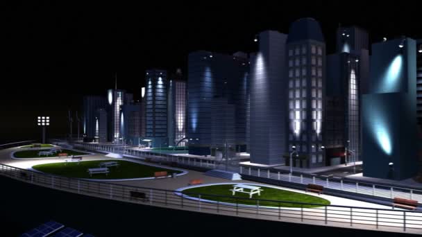 CG koncepcja miasta oświetlone przez alternatywnych źródeł energii — Wideo stockowe