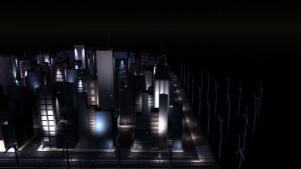 Cg ψηφιακή πόλη φωτισμός καθαρής ενέργειας — Αρχείο Βίντεο