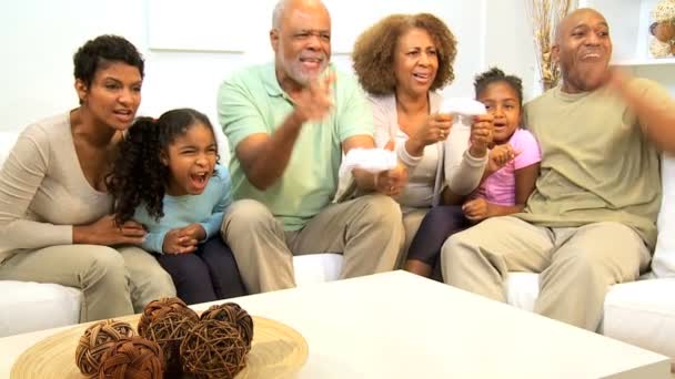 African American Family Hand Held Games Entertainment — Stock Video