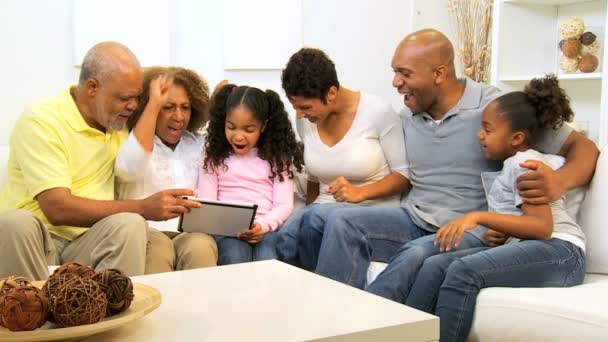 African American Family Generations Wireless Tablet — Stock Video