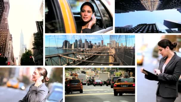 Монтаж изображения бизнес Нью-Йорк, США — стоковое видео