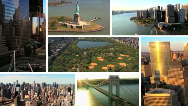 Монтаж аэрографических и уличных изображений, Нью-Йорк, США — стоковое видео