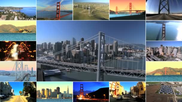 Μοντάζ εικόνες ανανεώσιμων πηγών ενέργειας σε πόλεις, ΗΠΑ — Αρχείο Βίντεο