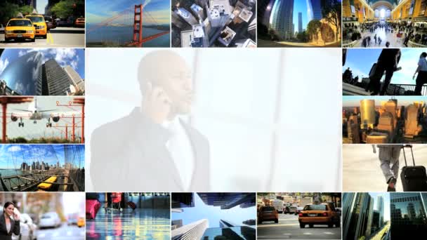 Montaje Viajes de negocios y tecnología — Vídeos de Stock