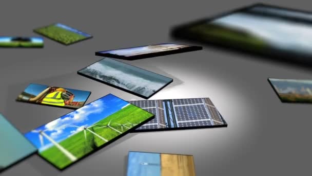 3D-tabletten montage met de productie van schone energie — Stockvideo