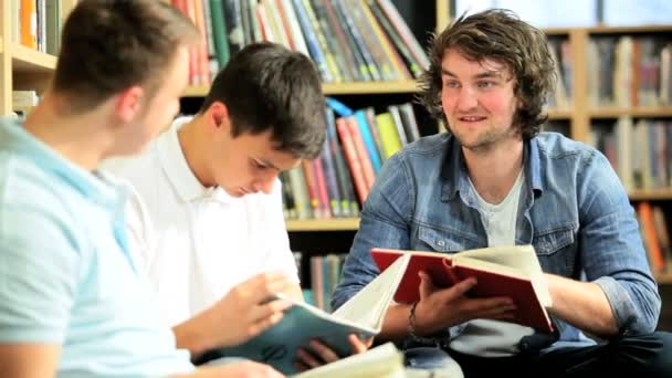 Mannelijke vrienden mate samenwerken in hub — Stockvideo