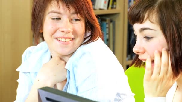 Female students working on ambitious project — Stock Video