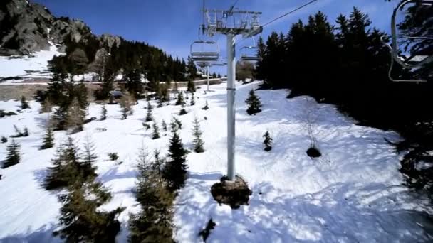Riding on ski lift — Stock Video
