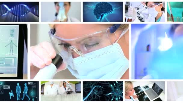 Montage Images 3D Virtual Medical Research — Stock Video