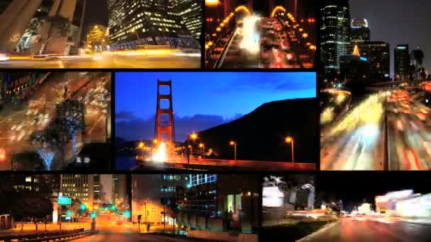 Montage tijd vervallen weergave van verkeer san francisco — Stockvideo