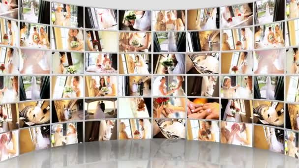 Montagem 3D tablet casamento imagens de noivas americanas — Vídeo de Stock