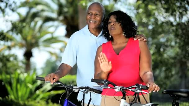 Casal diverso mantendo-se em forma e ciclismo saudável — Vídeo de Stock