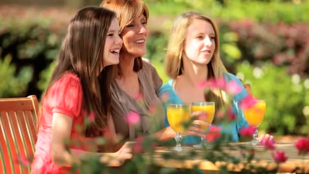 Mother Daughters Outside Garden — Stock Video