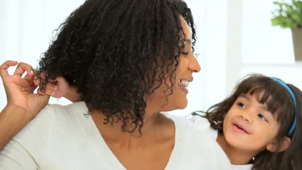 Happy African American Mother Young Child — Stock Video