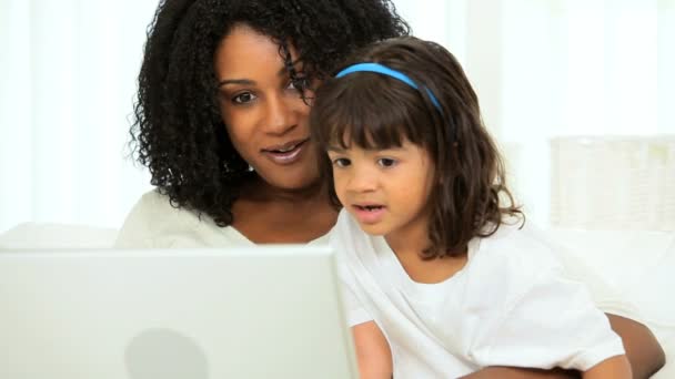 African American Mother Child Wireless Laptop