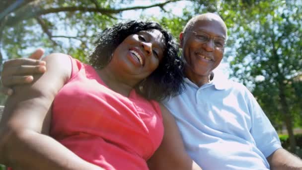 Maturo afroamericano coppia pensionamento casa giardino — Video Stock