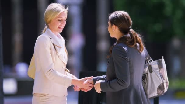 Females shaking hands on business — Stock Video