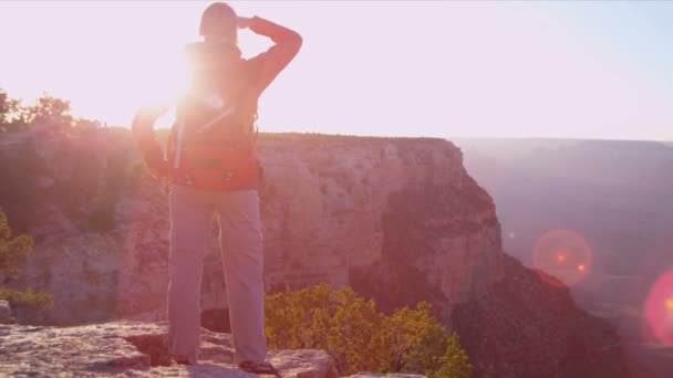 Mujer solitaria mirando atardecer — Vídeos de Stock